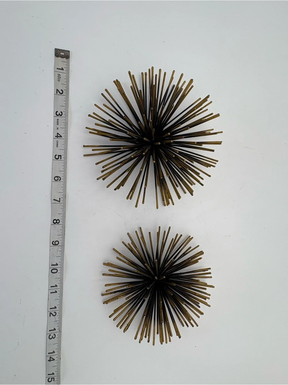 Mid-Century Modern Style Starburst/Sea Urchin Wall Hangings in Gold and Black